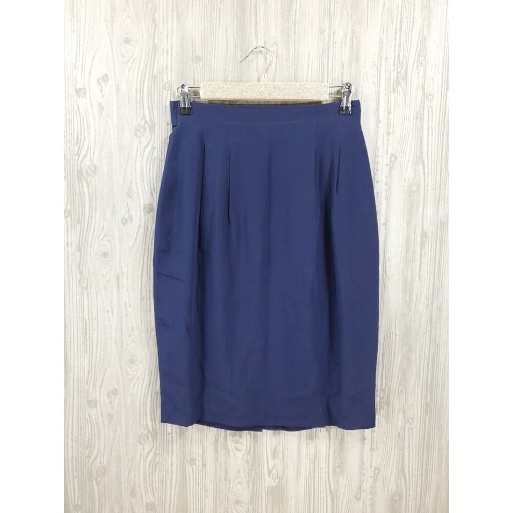 Diane Von Furstenberg Blue Silk Skirt Pencil Straight Old Money Vintage Richie
